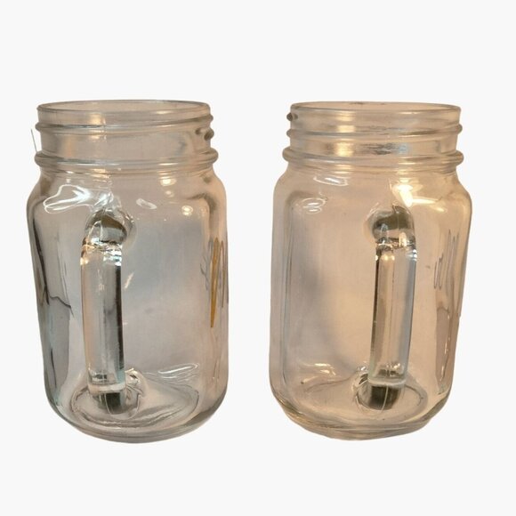 Mr Mrs Mason Jar Mugs Gold Script Writing Wedding Gift Anniversary Lot 2 - Picture 7 of 12